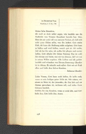 An Ernestine Voss Wandsbeck, den 13. Dezember 1796