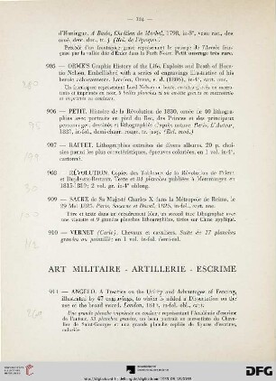 Art militaire – artillerie – escrime (Nr. 911-930)