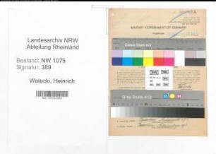 Entnazifizierung Heinrich Walecki , geb. 13.09.1907 (Kaufmann)