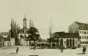 Dresden-Pirnaische Vorstadt, Alte Johanneskirche, Ansicht um 1830