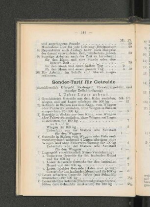 Sonder-Tarif für Getreide