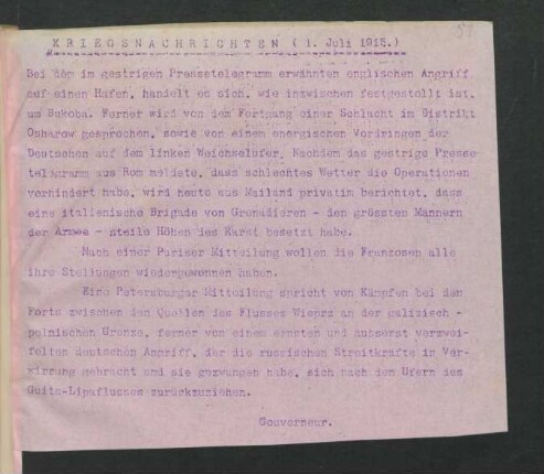 51 Kriegsnachrichten 1. Juli 1915