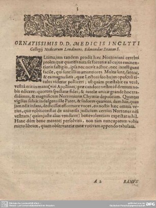 ORNATISSIMIS D.D. MEDICIS INCLYTI Collegij Medicorum Londinens.
