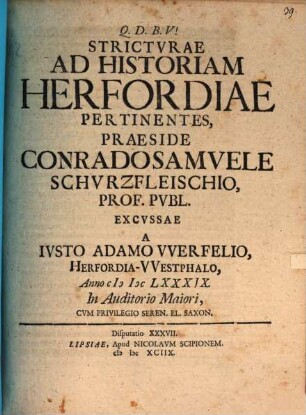 Stricturae ad historiam Herfordiae pertinentes