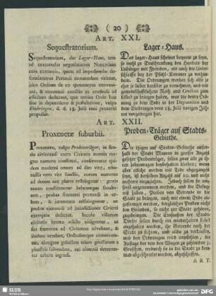 Art. XXII. Proxenetae suburbii
