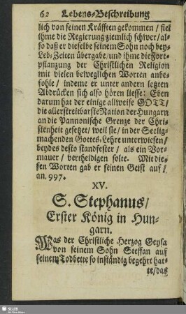 XV. S. Stephanus, Erster König der Hungarn