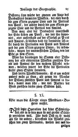 §. XI. Wie man die Länge eines Meridian-Bogens misset.