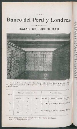 Banco del Perú y Londres : Cajas de seguridad