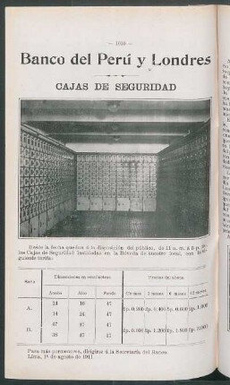 Banco del Perú y Londres : Cajas de seguridad