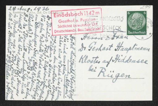Brief von Hermann Georg Fiedler und Herma Fiedler an Gerhart Hauptmann und Margarete Hauptmann