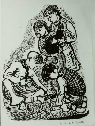 Kinder spielen mit der Eisenbahn