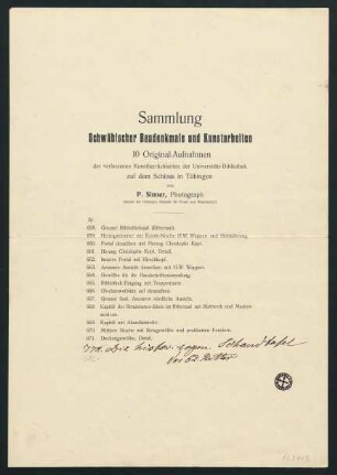 Sammlung Schwäbischer Baudenkmale und Kunstarbeiten. Inhalt.
