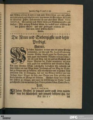 Die Neun und Siebenzigste und letzte Predigt.