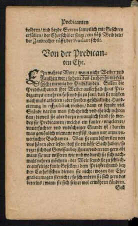 Von der Predicanten Ehe.