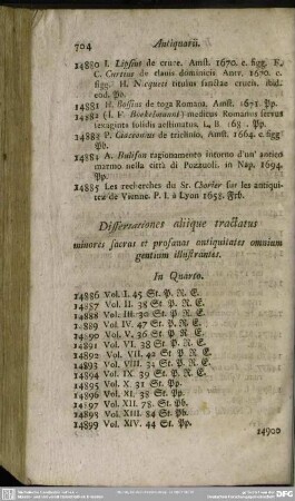 Dissertationes aliique tractatus minores sacras et profanas antiquitates omnium gentium illustrantes