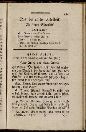 Die bestrafte Eitelkeit