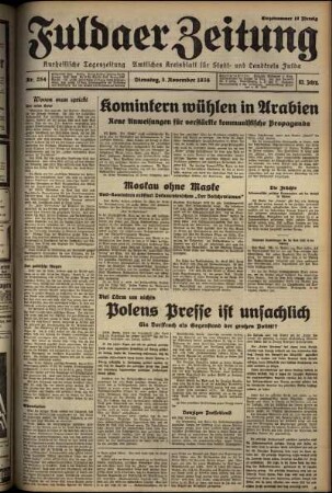 Erste Ausgabe vom Dienstag, den 03. November 1936.