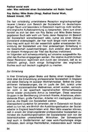 54-59, Radical social work oder: Was verbindet einen Sozialarbeiter mit Robin Hood? Roy Bailey, Mike Brake (Hrsg), Radical Social Work, Edward Arnold, 1975