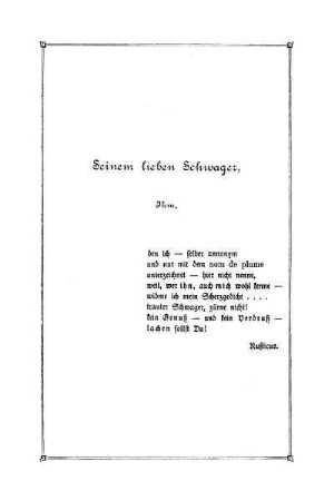 Seinem lieben Schwager