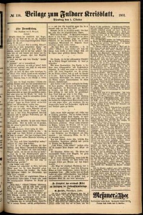 Zweite Ausgabe vom Dienstag, den 01. Oktober 1901.