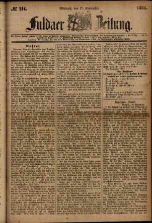 Ausgabe vom Mittwoch, den 17. September 1884.