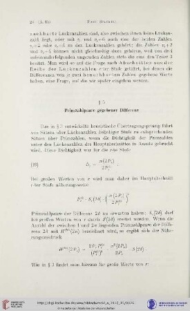 § 5: Primzahlen gegebener Differenz