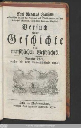 2: Welcher die neue Universalhistorie enthält