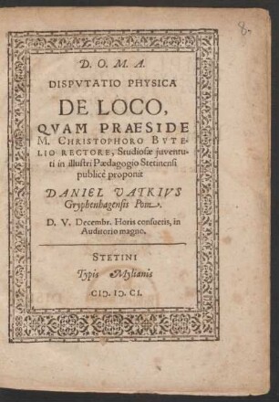Disputatio Physica De Loco