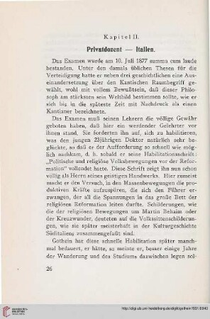 Kapitel II: Privatdozent – Italien