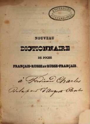 Nouveau dictionnaire de poche français-russe et russe-français, 1