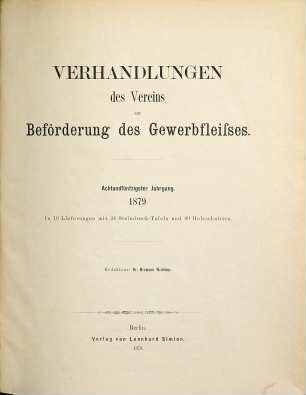 Verhandlungen des Vereins zur Beförderung des Gewerbfleißes, 58. 1879