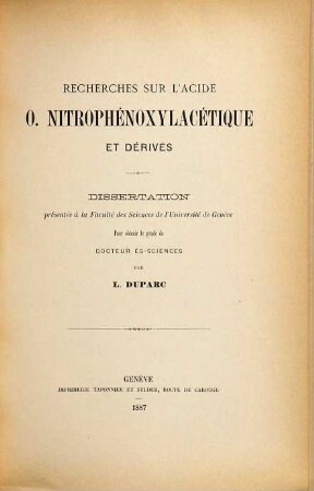 Recherches sur l'acide o. nitrophénoxylacétique et dérivés
