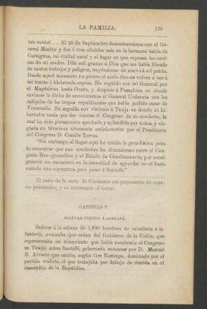Capítulo V. - Bolívar frente á Santafé.