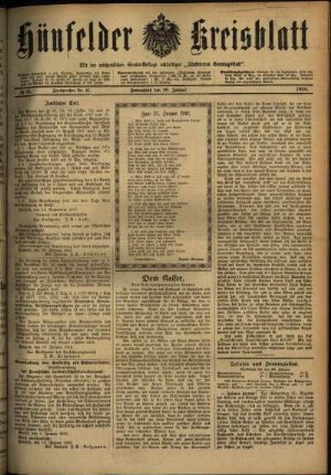 Ausgabe vom Samstag, den 26. Januar 1918.