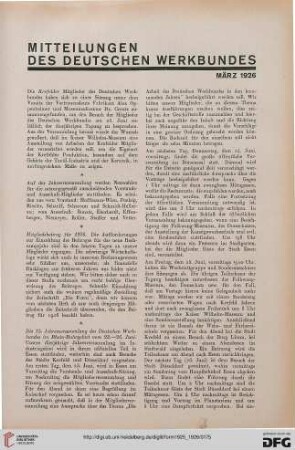 Mitteilungen des Deutschen Werkbundes
