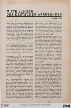 Mitteilungen des Deutschen Werkbundes
