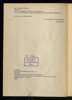 Der Lehrplan Physik ...