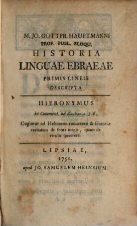 Historia linguae Ebraeae ...
