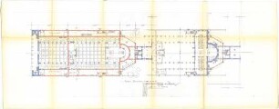 Döllgast, Hans; München; Basilika St. Bonifaz, Umplanung - Grundriss EG u. Krypta
