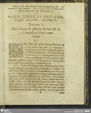 X. Dissertatio Physica De Maris Fluxu Et Refluxu, Aquis Salinis , Acidulis
