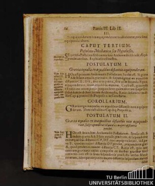 Caput Tertium. Postulata Mechanica seu Hypotheses.