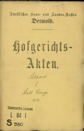Selhorst, Johann gegen Stadt Lemgo und Bartold Schäffer - Schuldforderung
