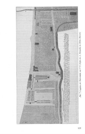 Abb. 7: Lageplan der Pulvermühle von 1770 (Kopie von A. Fernandez im Helms-Museum)