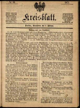 Ausgabe vom Samstag, den 04. Februar 1871.