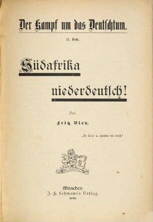 Südafrika niederdeutsch!