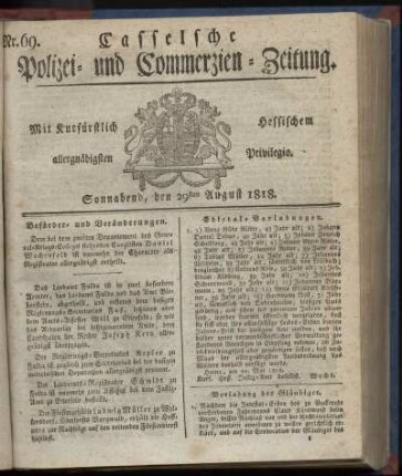 Nr. 69, Sonnabend, den 29sten August 1818