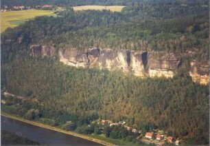 Bad Schandau. Postelwitzer Steinbrüche gegen Ostrau. Luftbild-Schrägaufnahme von Südost