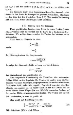 § 10. Torsion einer Geodätischen.
