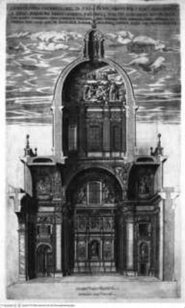 Basilicae S. Mariae Maioris de urbe a Liberio papa I usque ad Paulum V. Pont. Max., Taf. 208: Rom, S. Maria Maggiore, Querschnitt durch die Cappella Paolina mit dem Grabmal Pauls V.