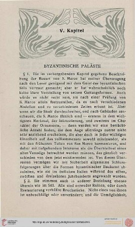V. Byzantinische Paläste